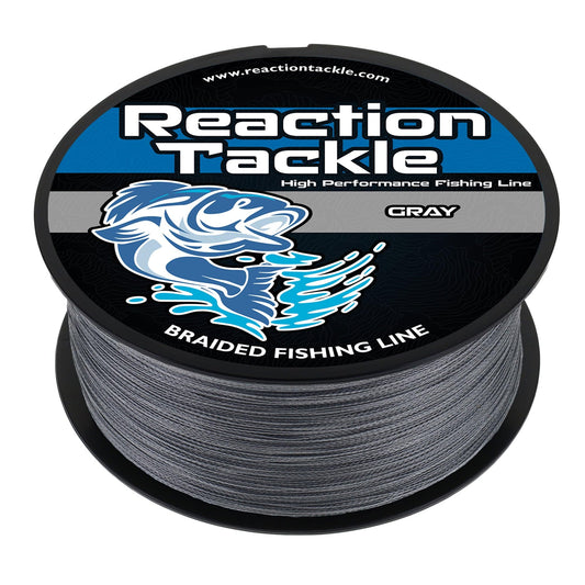 Reaction Tackle Braided Fishing Line - Pro Grade Power Performance for Saltwater or Freshwater Fish - Colored Fishing Line Braid for Extra Visibility - Gray 40 Lb (1000 Yards)