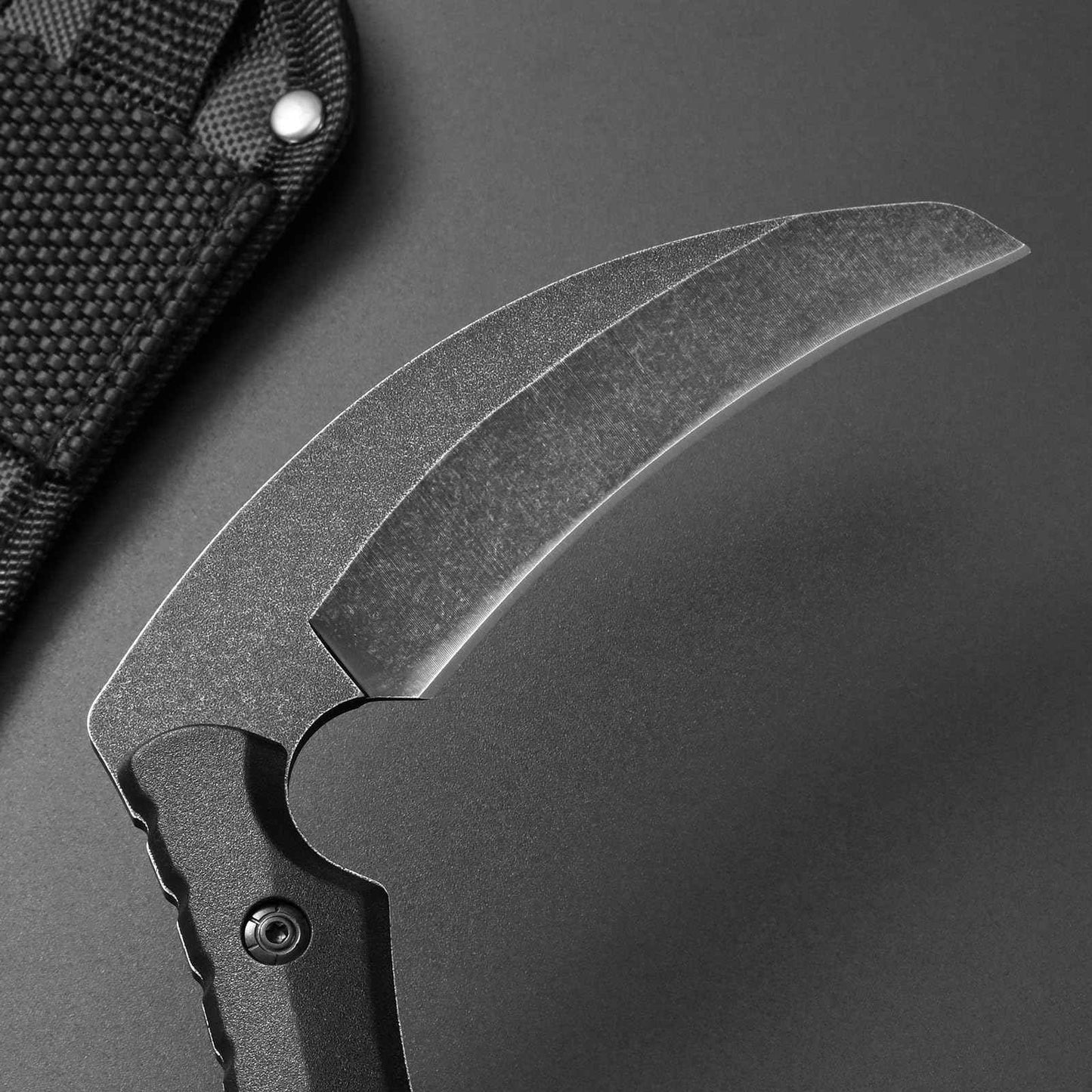 Ccanku C1398 Camping Axes Billhook Sickle Machete Knife Brush Clearing Sickle Machetes D2 Steel Blade G10 Handle Hatchet for Outdoor Activities,Yard Work, Small Grass Sickle Machete,Harvest Knife