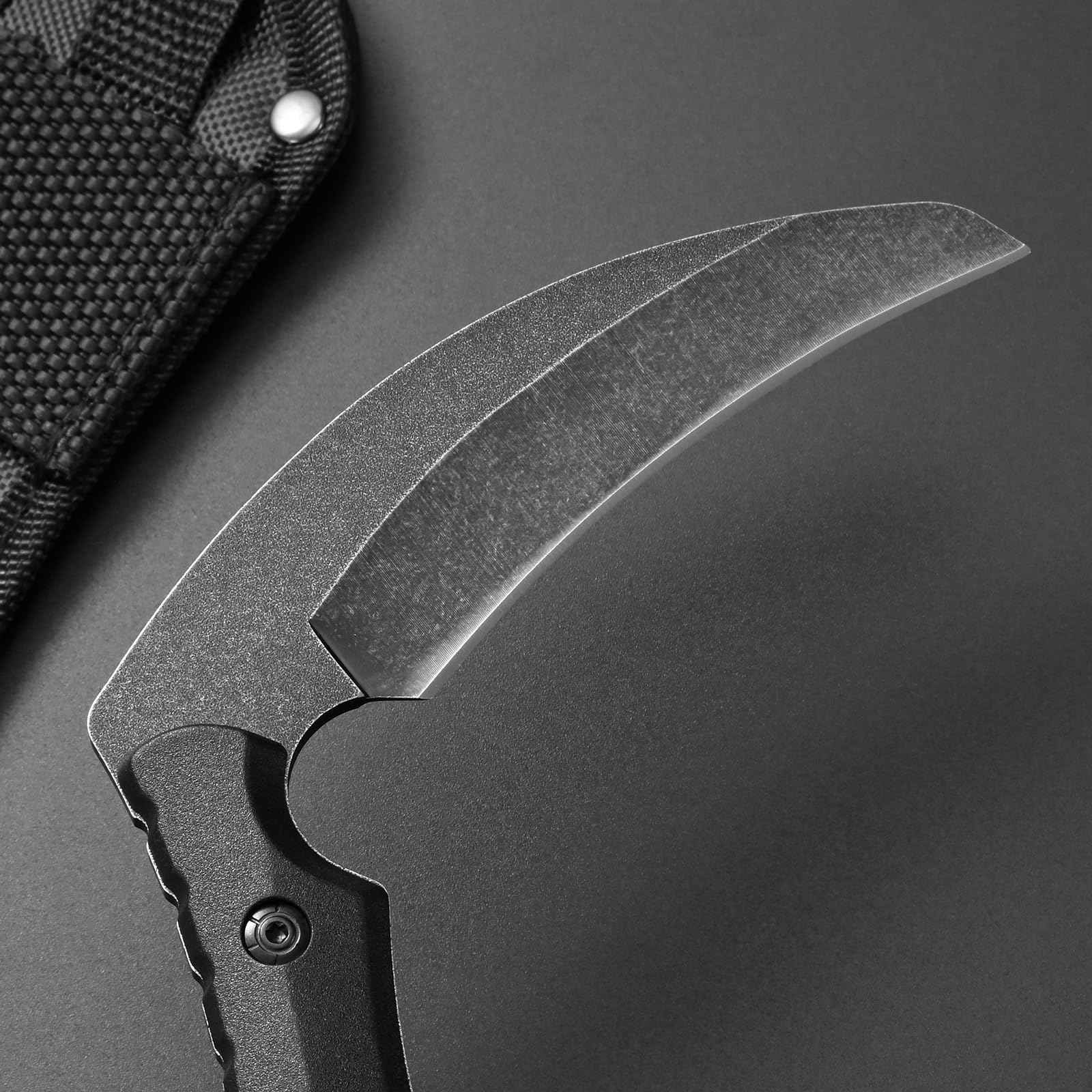 Ccanku C1398 Camping Axes Billhook Sickle Machete Knife Brush Clearing Sickle Machetes D2 Steel Blade G10 Handle Hatchet for Outdoor Activities,Yard Work, Small Grass Sickle Machete,Harvest Knife