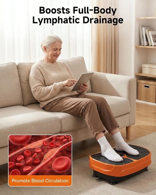 GORISE Vibration Plate Exercise Machine - Full Body Fitness Platform for Lymphatic Drainage & Weight Loss | Remote Control, Orange