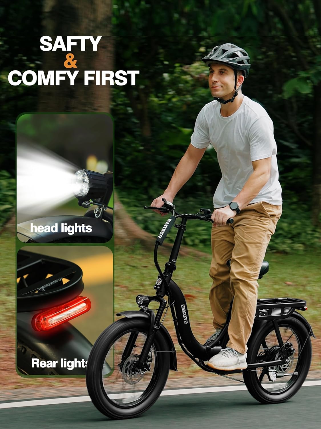 Skiennix 1200W Peak Folding Electric Bike - 28MPH Speed, 55-Mile Range, 20"x3" Fat Tires, 7-Speed Commuter Ebike