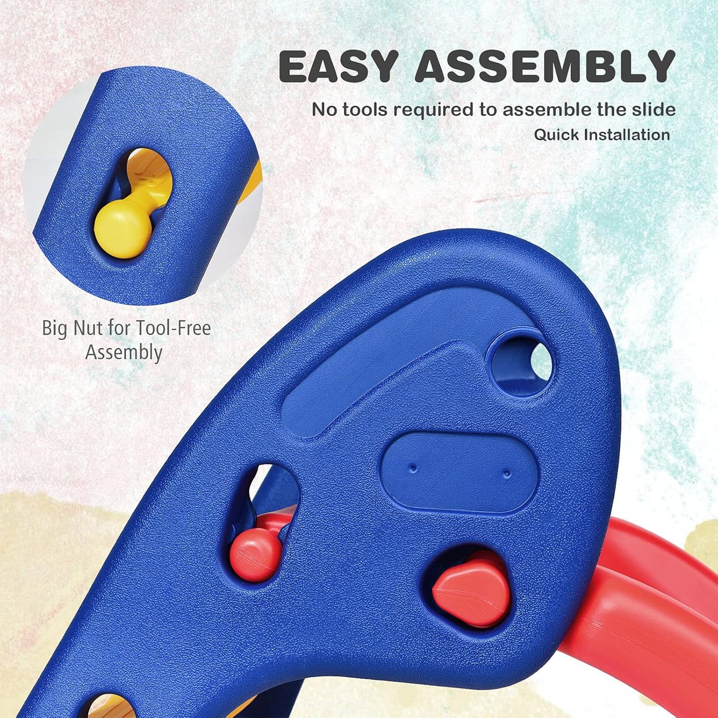 Baby Joy Folding Slide - Indoor Plastic Play Slide for Kids with Ellipse Rail Design