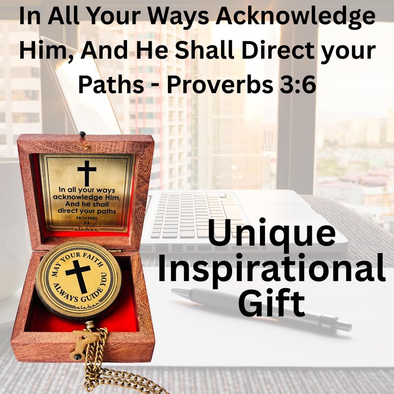 God's Faith Compass - Christian Religious Gift for Men Women | Engraved Hiking Compass Catholic Gift Communion Baptism Confirmation (May Your Faith Always Guide You)