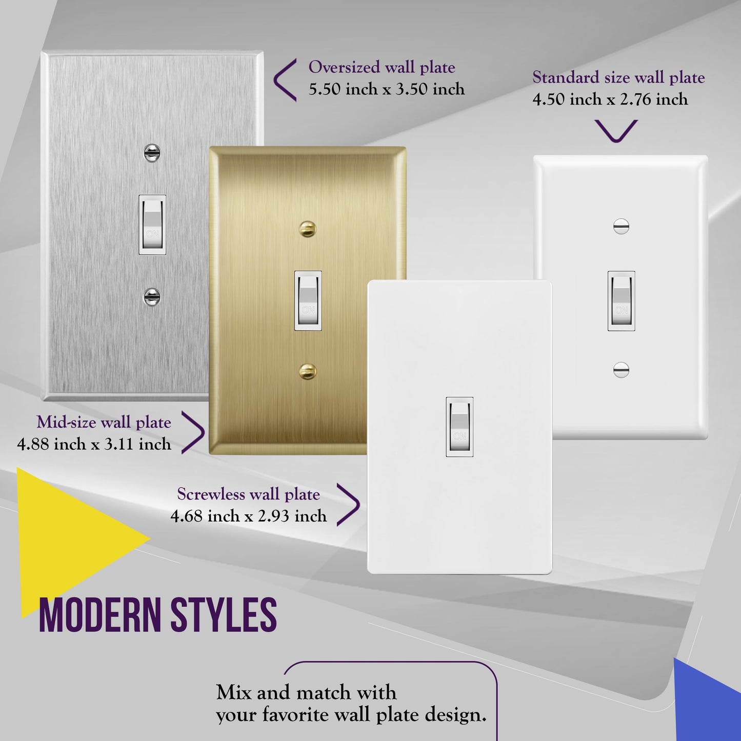ENERLITES Toggle Light Switch, Single Pole, 15A 120-277V, Grounding Screw, Residential Grade, UL Listed, 88115-W-5PCS, White (5 Pack)