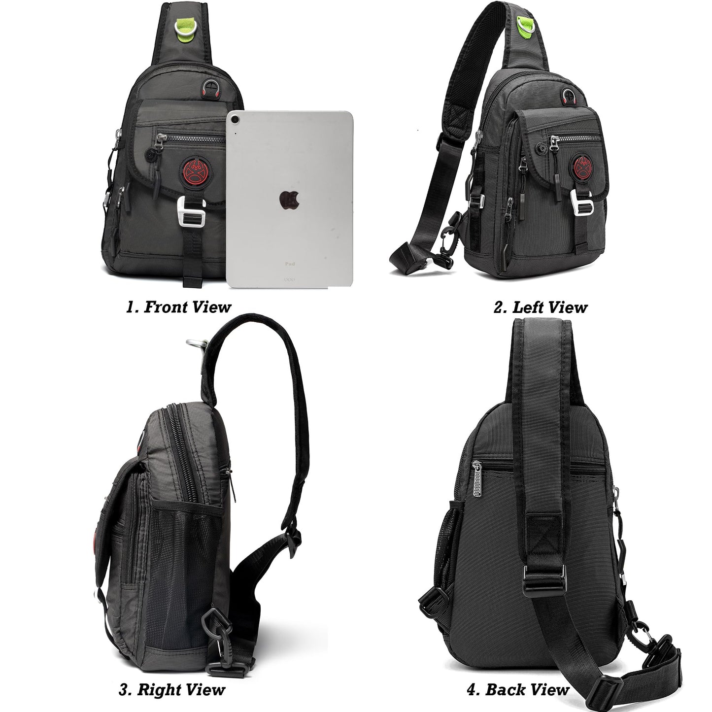 NICGID Sling Bag Chest Shoulder Backpack Crossbody Bags for Tablet Laptop Outdoor Hiking Men Women