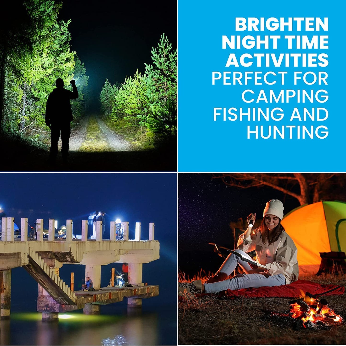 Taclight Flashlight by Bell+Howell High Lumens LED Tactical Flashlight 5 Modes & Zoom Function 40X Brighter Water Proof Handheld Flashlight for Emergency Camping Accessories As Seen On TV Set of 3