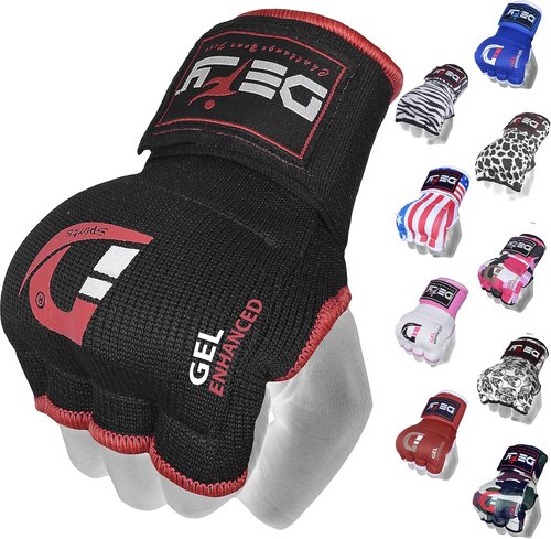 DEFY Padded Inner Boxing Gloves - Gel Padded Knuckle Protection | 75cm Long Strap for MMA & Muay Thai