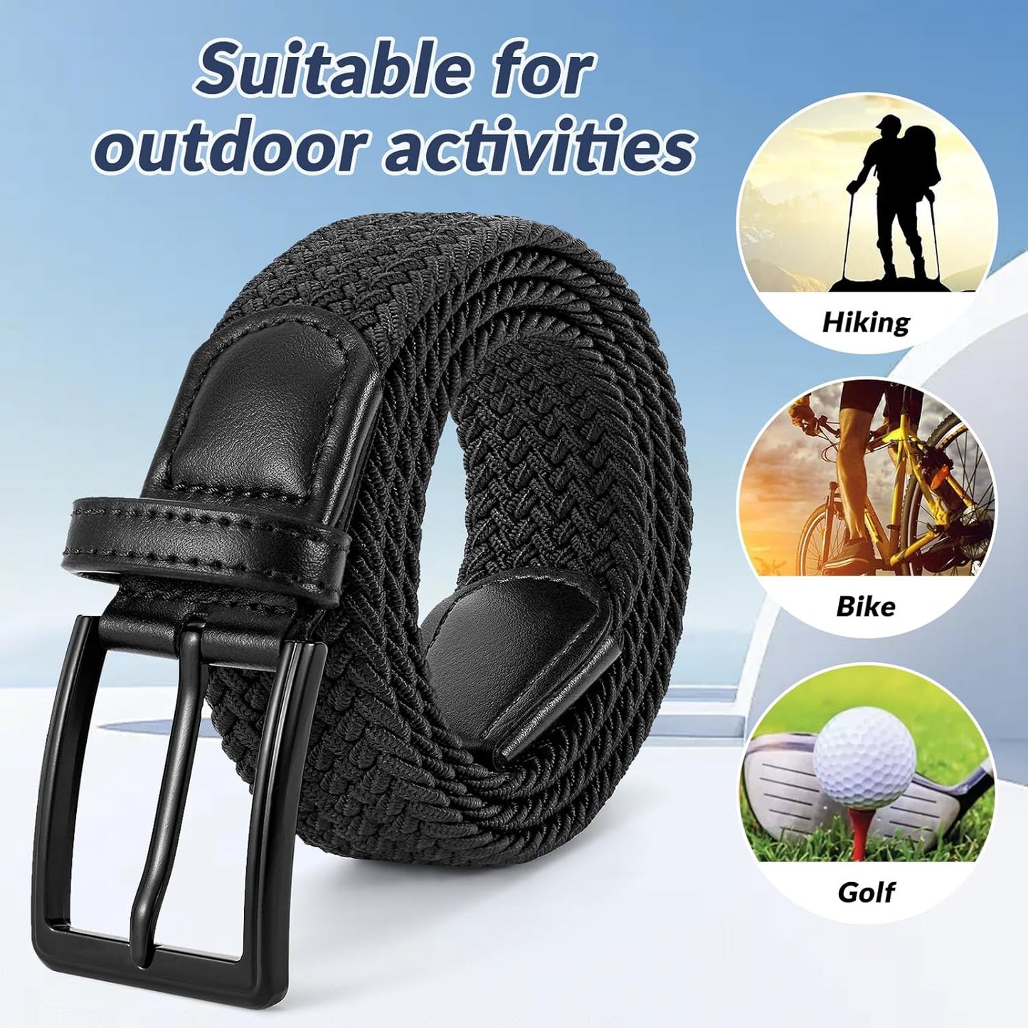 Beltroad Elastic Braided Golf Belt - No-Hole Design, Lightweight & Breathable, Perfect for Casual Wear