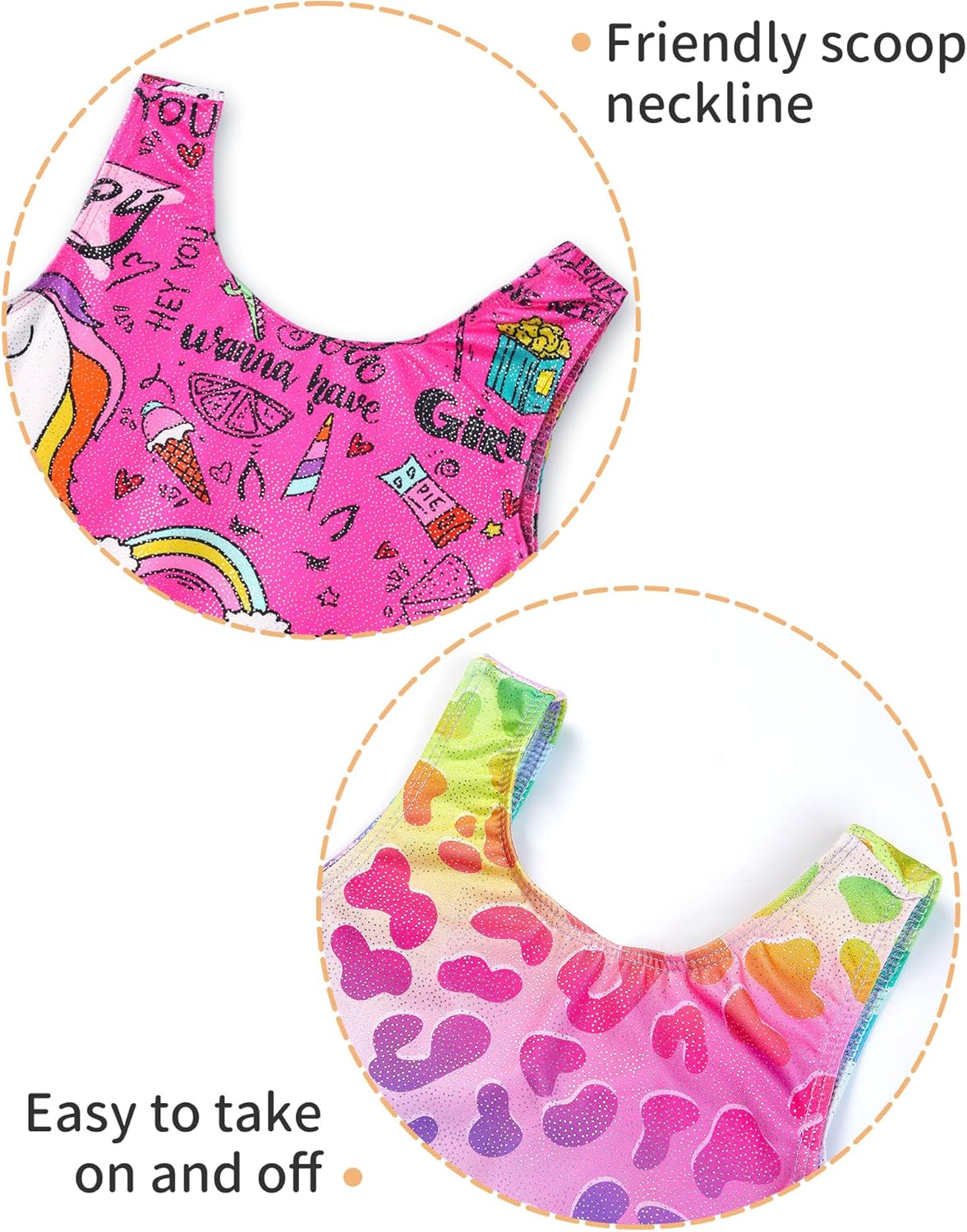Skiennix 2 Pack Girls Gymnastics Leotards - Sparkly Sleeveless Tumbling Unitards with Shorts