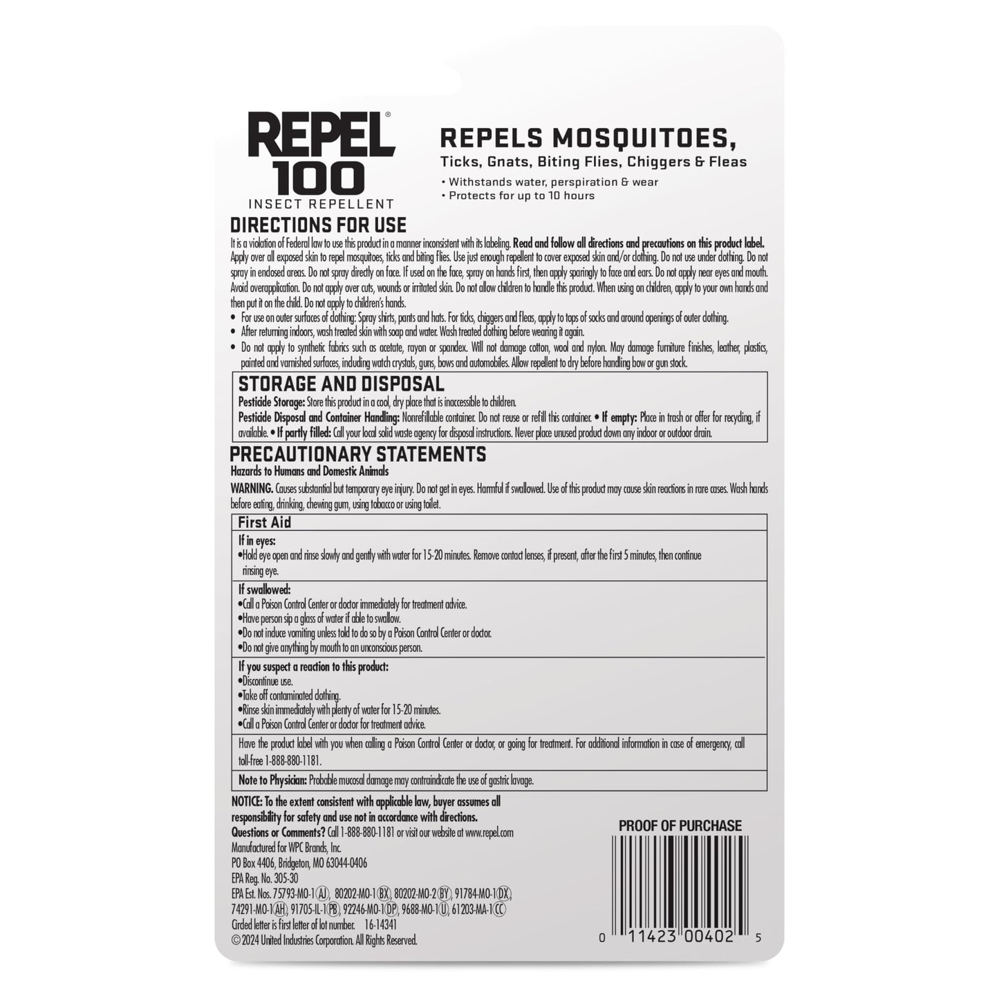 Repel 100 Insect Repellent, 1 Ounce, With DEET, 10-Hour Protection Long-Lasting Insect Repellent Travel Pump Spray Repels Mosquitoes, Ticks, Gnats, Biting Flies, Chiggers And Fleas