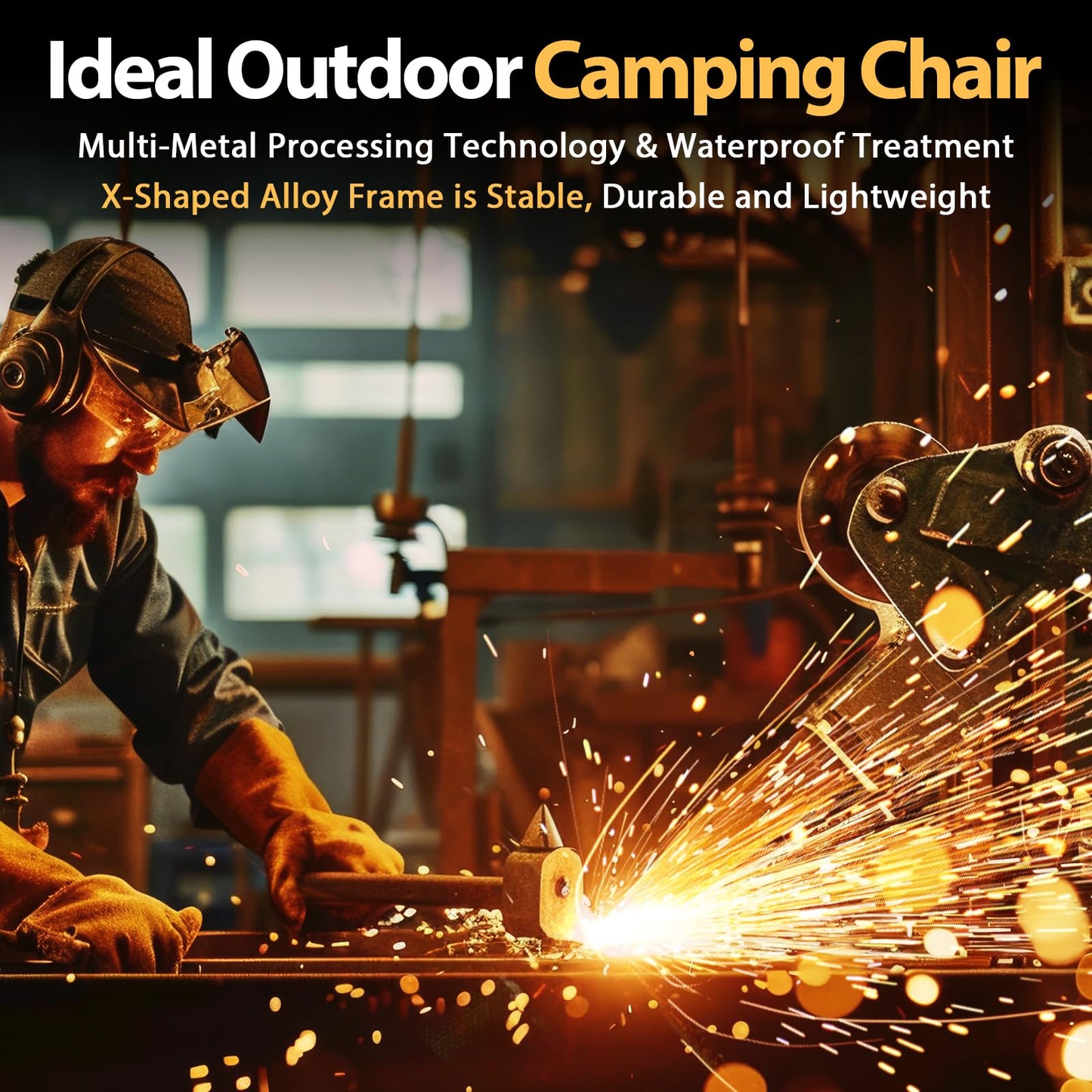 Heated Camping Chair with 20,000 mAh Battery, Loog-Lasting for 500 Mins, Fully Padded Heated Camp Chairs, Heavy Duty Folding Chairs Supports 500 lbs for Winter Camping, Picnics, Tailgating, RV Travel