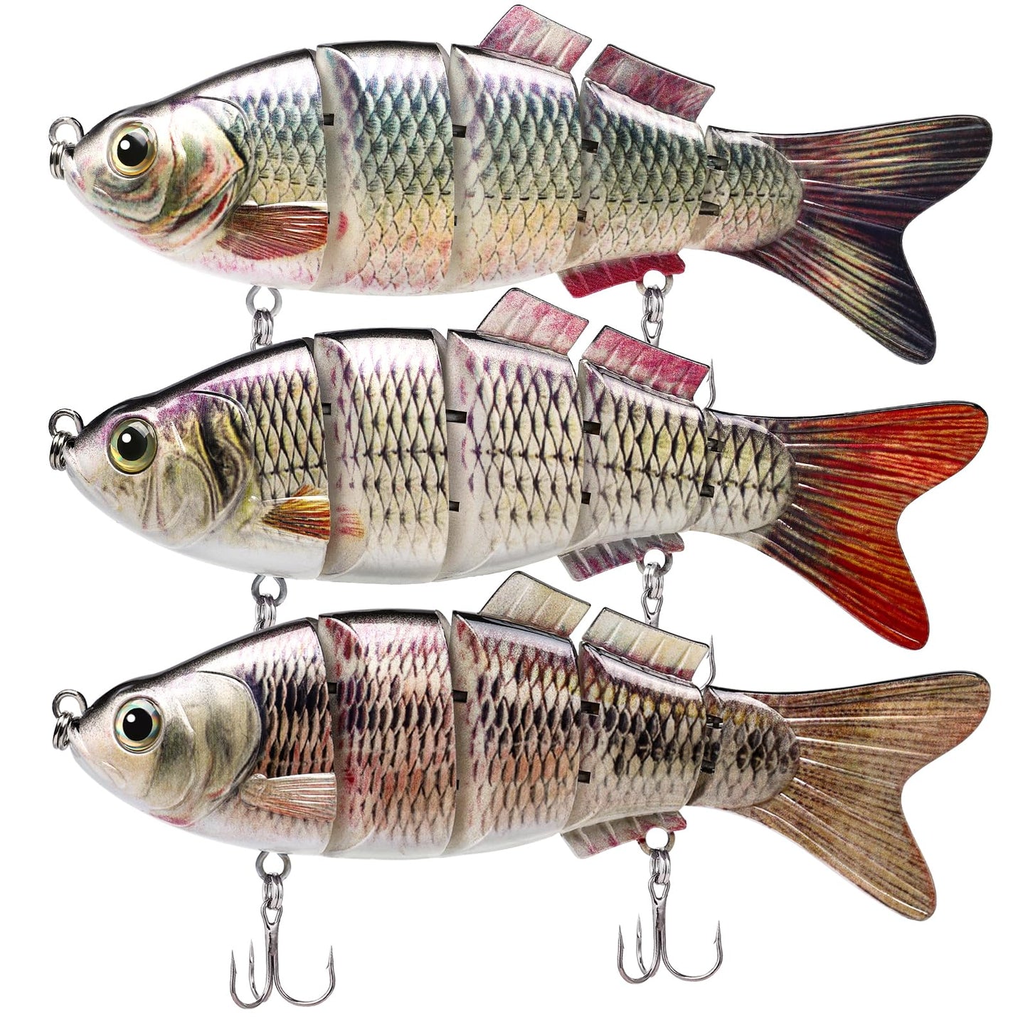 TRUSCEND Easy Catch SwimMax with BKK Hooks, Magic Noisy Wiggling and Vibrating Actions for More Bites, Lifelike Fishing Lures for Bass Trout Walleye Crappie, Strongest Dyneema Fiber Jointed Swimbaits