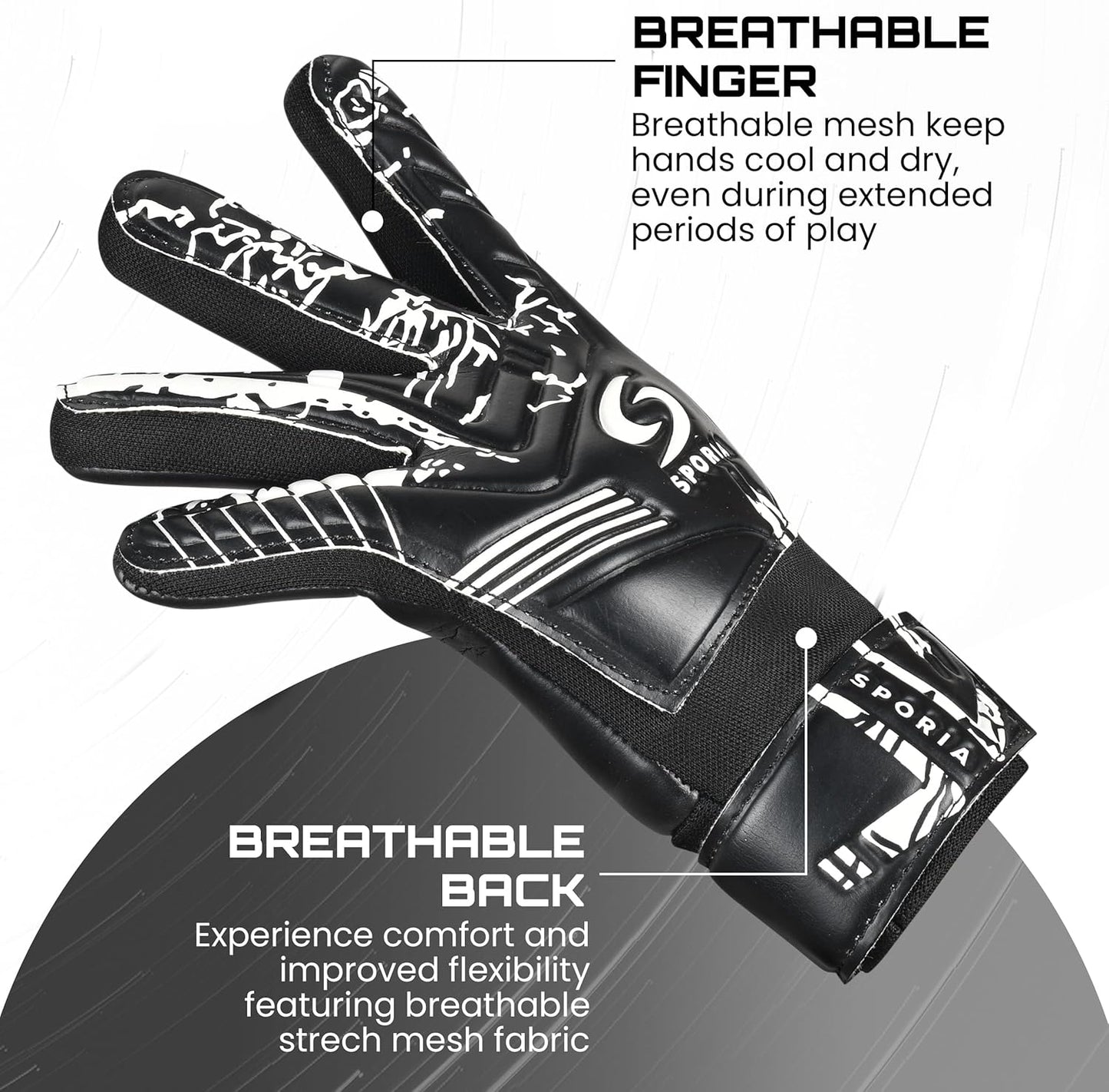 SPORIA Youth Goalie Gloves - Double Wrist Protection | Non-Slip Latex Soccer Gloves for Kids