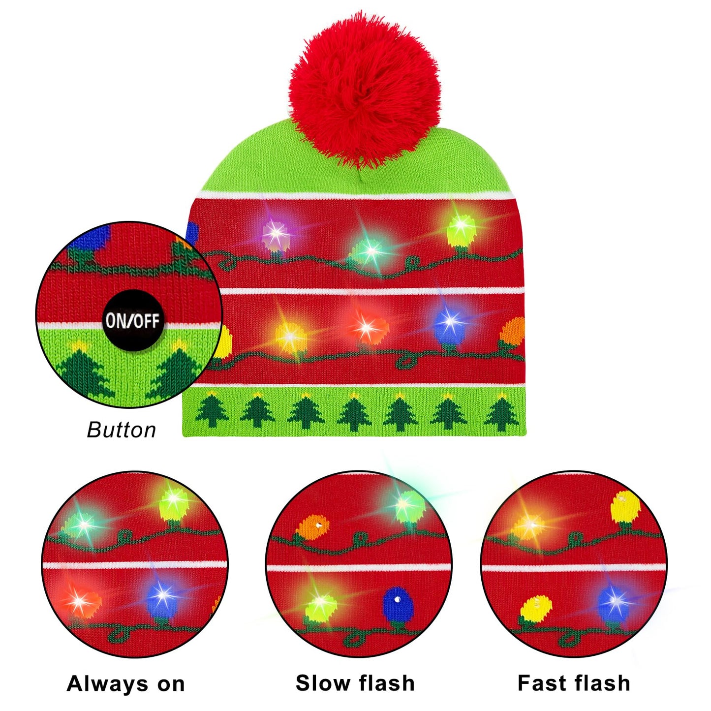 Beanumerous Christmas Beanie Light Up Winter Hat Xmas Holiday Socks, Gifts For Men Women Teens