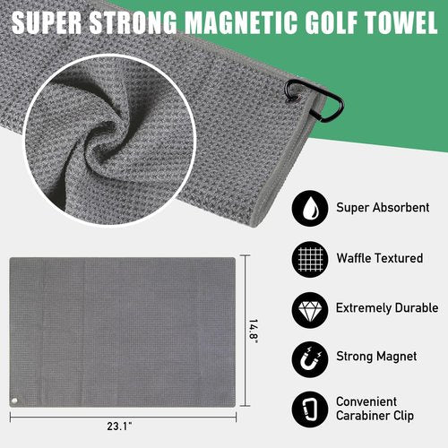 ACCTOLF Magnetic Towel, Golf Magnetic Towel, Magnetic Clip for Golf Towel, Microfiber Golf Towels for Man/Women, Industrial Strength Magnet for Strong Hold to Golf Bags, Carts Clubs