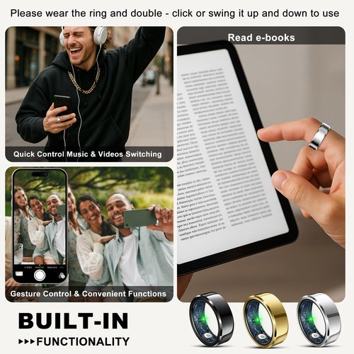 Smart Ring for Women Men, Fashion Minimalist Fitness Ring & Sleep Tracker Ring with Heart Rate, SPO₂,Blood Pressure,5ATM Waterproof Health Ring,No Subscription,Travel-Friendly Women Gift (Silver,12)