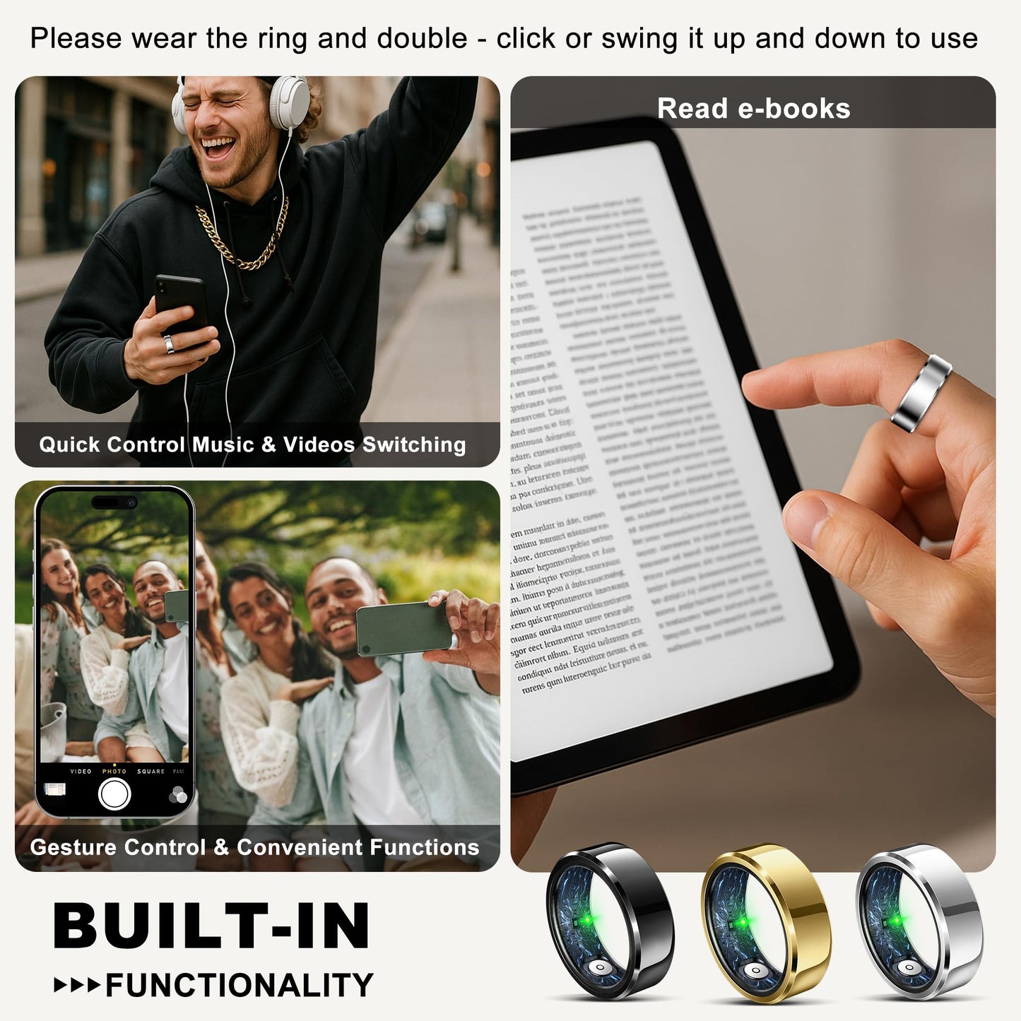 Smart Ring for Women Men,Fashion Modern Minimalist Fitness Ring & Sleep Tracker Ring with Heart Rate,Blood Pressure,Waterproof Health Ring,No Subscription,Travel-Friendly Couple Gift (Size 11,Silver)