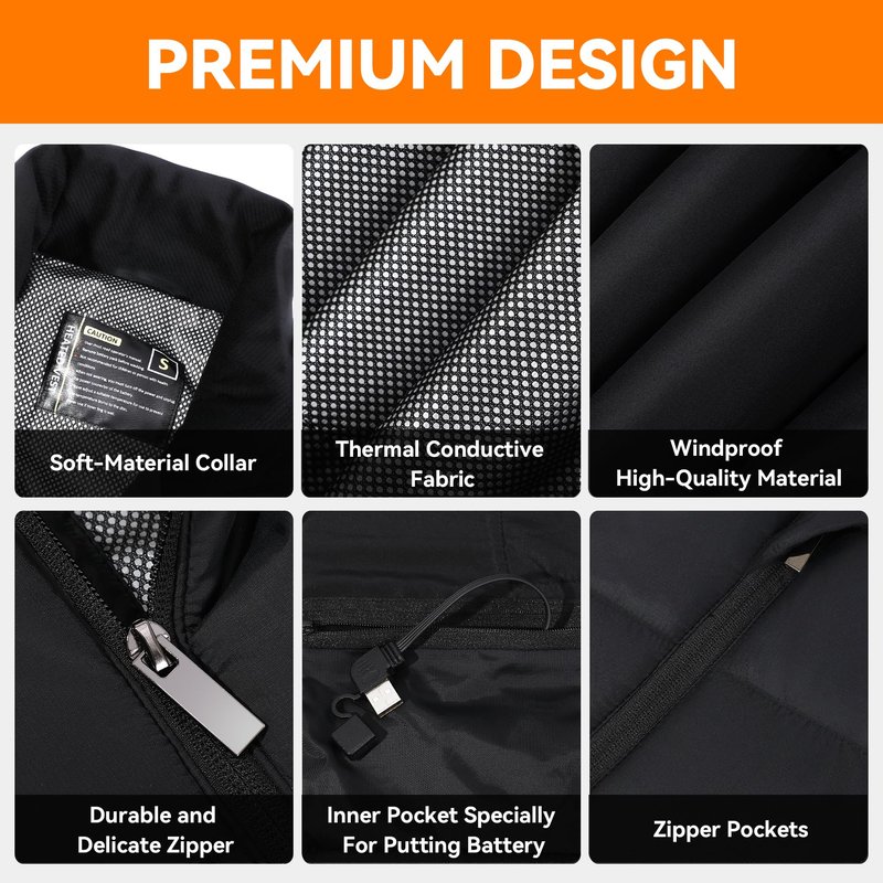 Ravsau Heated Vest for Men Women with Battery Pack 15 Heating Zones Rechargeable Lightweight Electric Heating Vests Warm Winter for Hiking,Hunting,Fishing(Black,M)