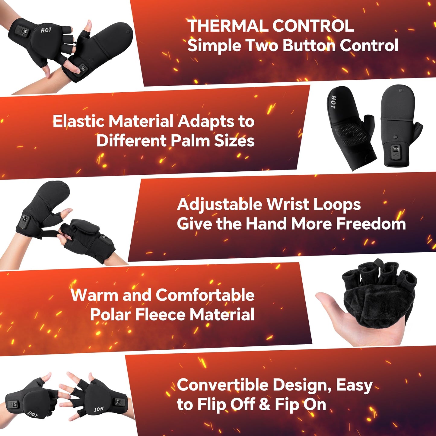 Heated Gloves for Men Women- Rechargeable Electric Full&Half Hands Electric Heated Gloves Work Arthritis Pain Relief Hot Compress Hand Warmers for Cycling Skiing Hunting (Full & Half Hands, Medium)