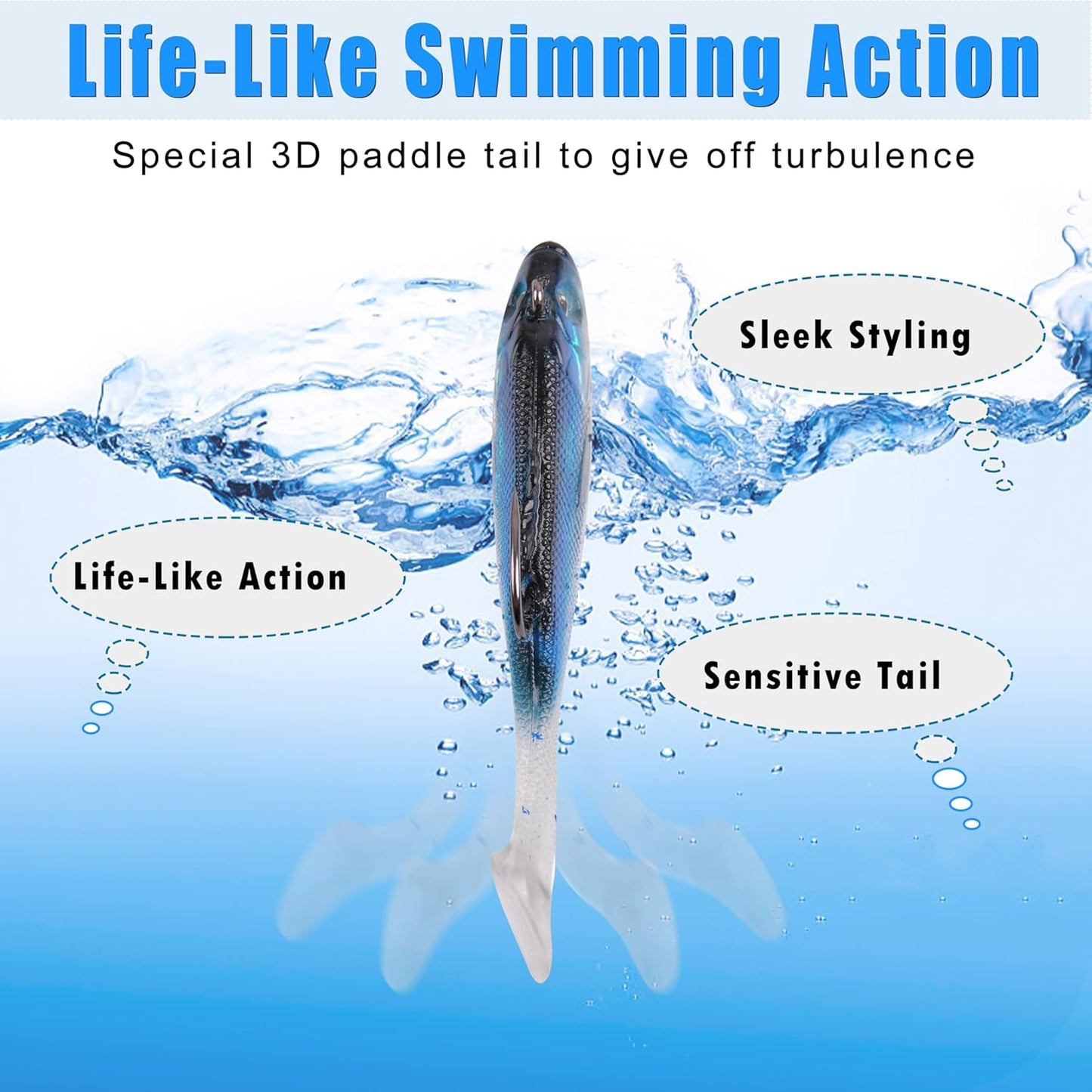 Skiennix Pre-Rigged Swimbaits - 6/12pcs Paddle Tail Swim Baits for Bass, Trout & Walleye Fishing Lures