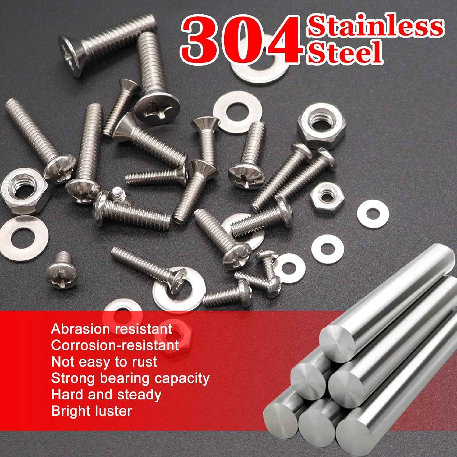 2002PCS Stainless Steel Hardware Assortment Kit - Metric & SAE Screws, Nuts, Bolts & Washers with Organizer Box