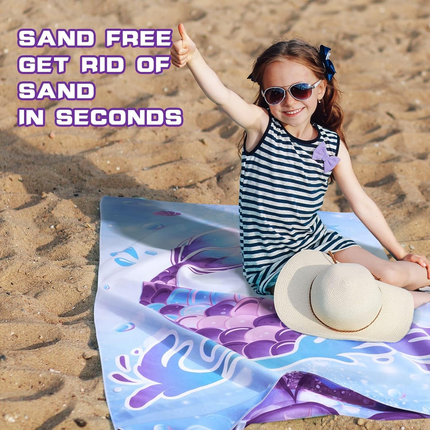 WERNNSAI Mermaid Kids Beach Towel - Double-Sided, Quick Dry, Ultra Absorbent | 30” x 60” Super Soft Swim Towel