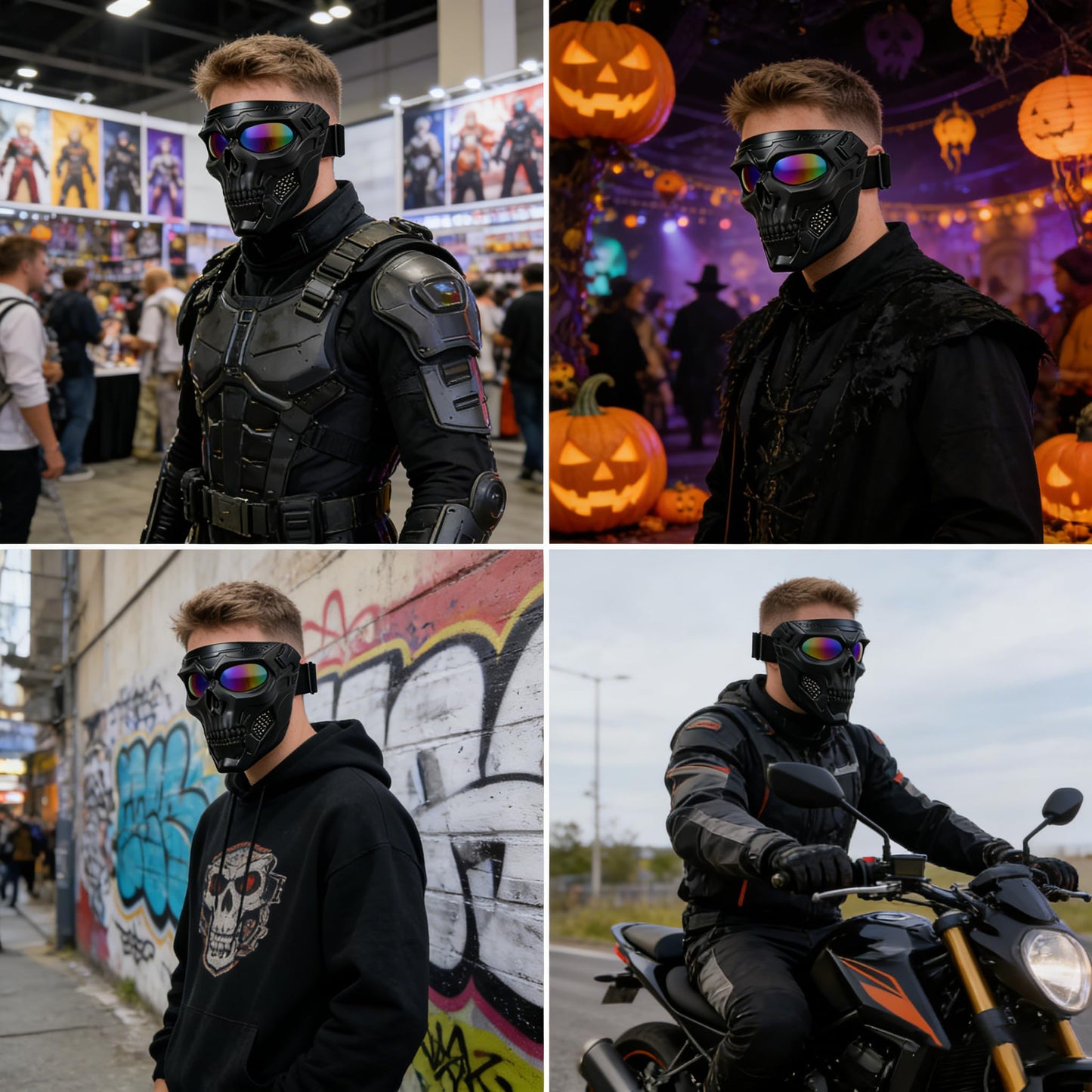 Airsoft Mask Full Face with HD Goggle Skull Skeleton Paintball Mask for Halloween Cosplay Paintball Game Props Party Tactical Mask
