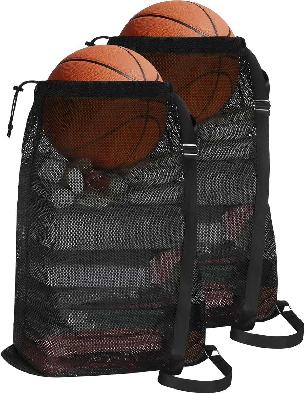 Natural Style Swim Bag - Oversized Mesh Drawstring Backpack | 2 Packs, 18" x 26" Size
