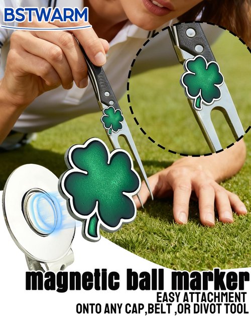 BSTWARM 50 Pcs Golf Ball Markers - Four Leaf Clover, Cute Funny Novelty Golf Markers, Golf Accessories Gifts Ball Position Marking Disc for Men Weman Golfers