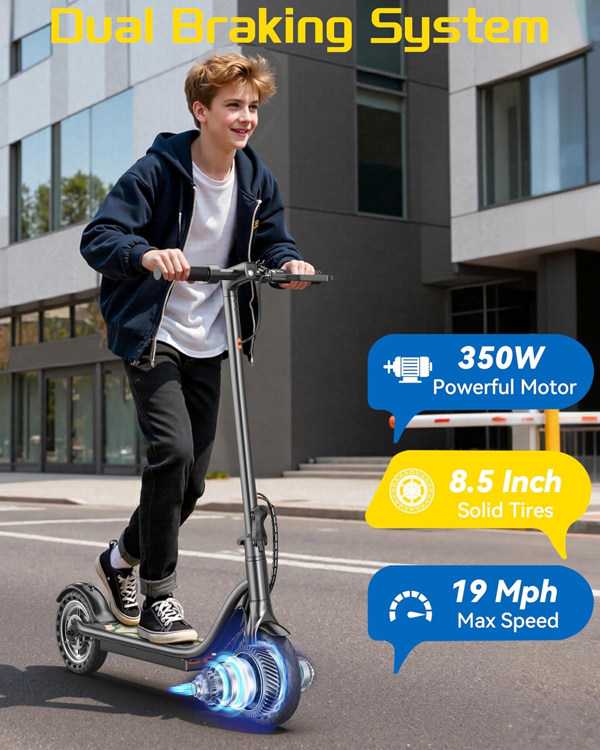 Sigravy Electric Scooter - Foldable Commuter E-Scooter with 500W Motor, 19 MPH, 21 Miles Range, Dual Suspension