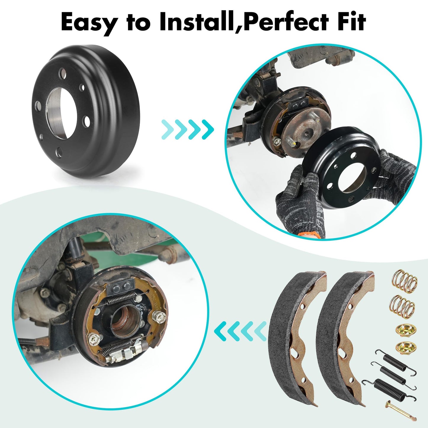 10L0L Yamaha Golf Cart Brake Repair Kit, Brake Hub Drums & Shoes & Spring kit fit Yamaha G14, G16, G19, G22 G&E 1994-2006 Models,OEM JU0-G6521-00-00, JN6-F5331-01-00, JN3-F5331-00