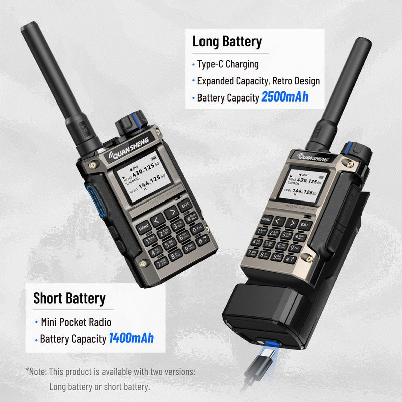 Quansheng UV-K1(8) Mini Walkie Talkie for Adults Long Range Type-C Charger 2500mAh AM/FM Multi-Band Transceiver Handheld Two Way Radios with Flashlight Li-ion Battery and Charger