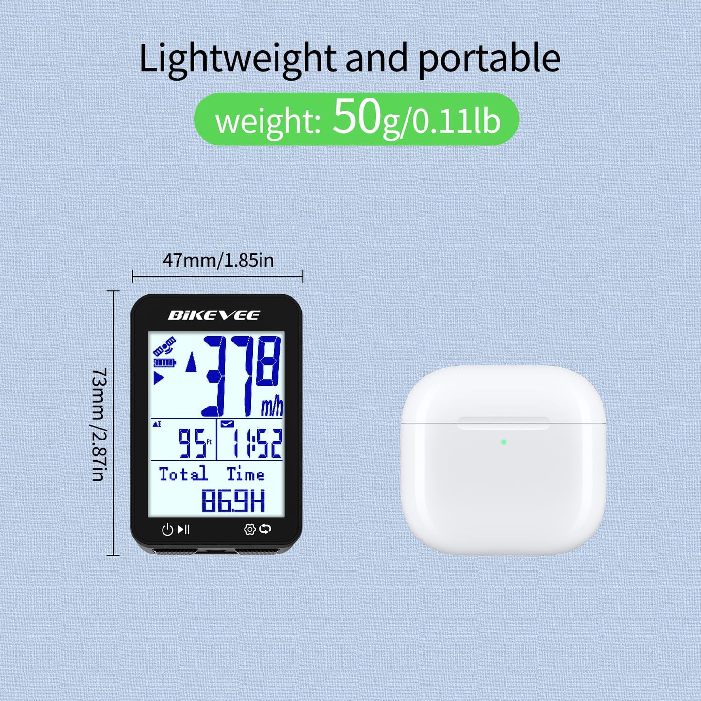 Bikevee GPS Speedometer & Odometer - Wireless Bike Computer, Auto Start/Stop, Auto Backlight, IPX7 Waterproof, 2.4" LCD, Cycling Tracker in MPH & KM/H - Black