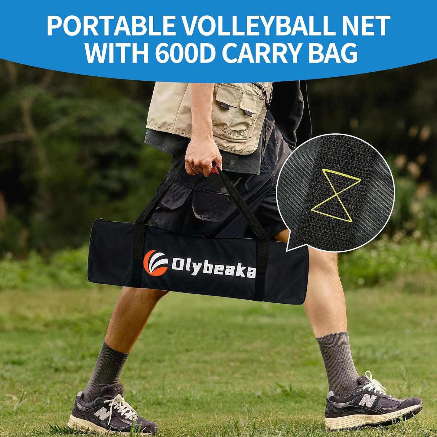 Skiennix Portable Outdoor Volleyball Net Set - Adjustable Poles, Soft PU Volleyball & Pump, Carry Bag