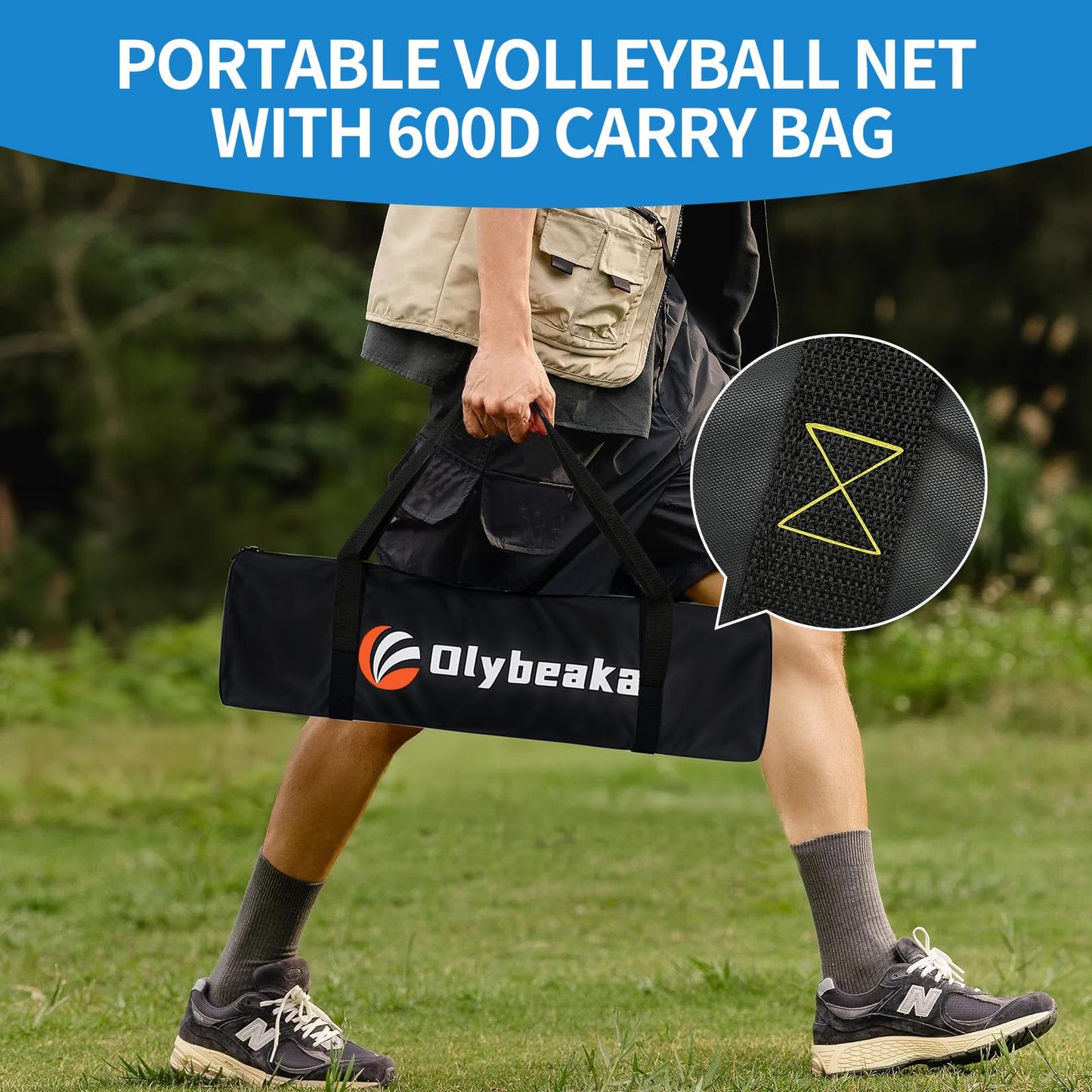 32ft Regulation Size Portable Outdoor Volleyball Net Set System for Backyard Beach with Height Adjustable Poles, PU Volleyball and Pump, Carry Bag, Boundary Line - Easy Set Up & Anti-Sagging