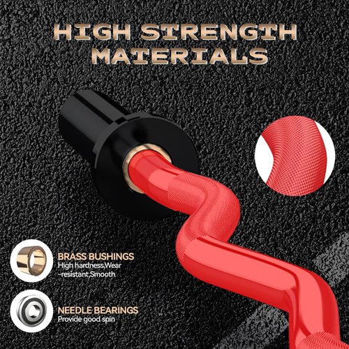 47" Olympic EZ Curl Bar - 500lb Capacity Heavy Duty Chrome Curling Bar for Biceps Triceps Workout, With 2 Spring Collars, Fits 2" Standard Weight Plates for Home & Gym Strength Training