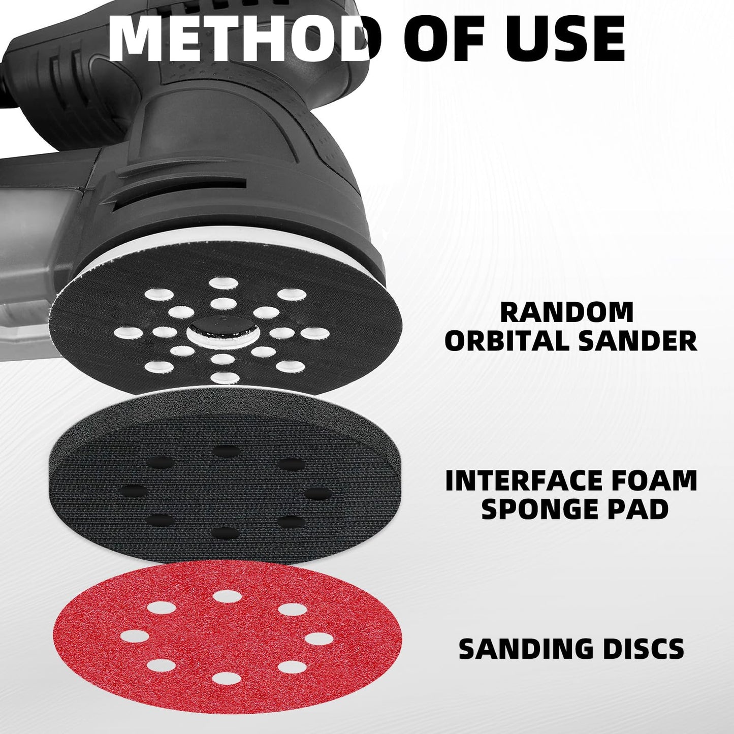 Pukamam 4 Pcs 5 Inch Foam Sponge Sanding Pads 8 Hole Hook and Loop Interface Pads for Random Orbital Sander