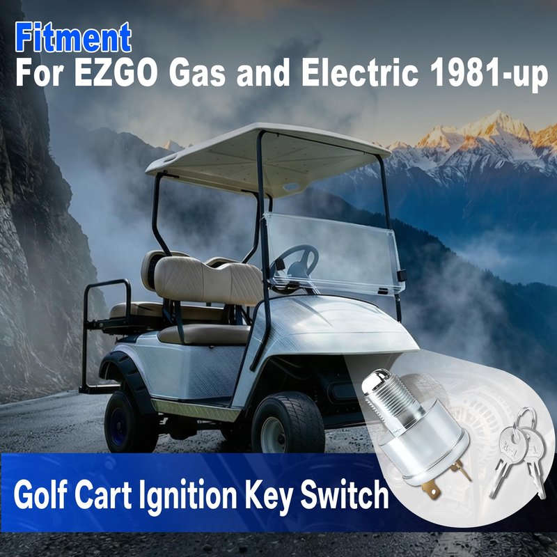 MIXOPOLY Golf Cart Ignition Key Switch for EZGO Gas and Electric 1981-up (with Lights), 3-Way 4-Terminal Stater Switch, Replace OEM 33639-G01, 33639G01
