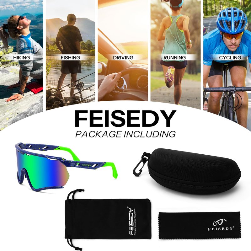 FEISEDY Sports Sunglasses for Men Women Youth Baseball Cycling Running Softball Biking Glasses B0305