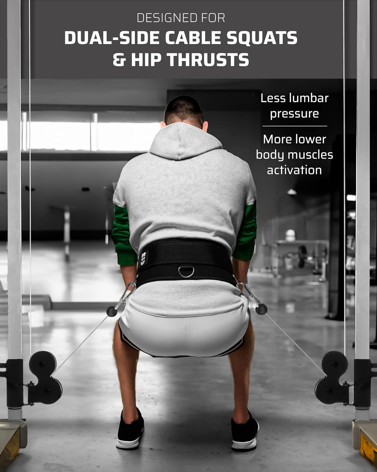 THEFITGUY Multi-Attachment Cable Machine Belt - 5 Attachment Points for Optimal Weight Distribution | Includes 2 Straps (40” & 27”) & 3 Metal Snap Hooks