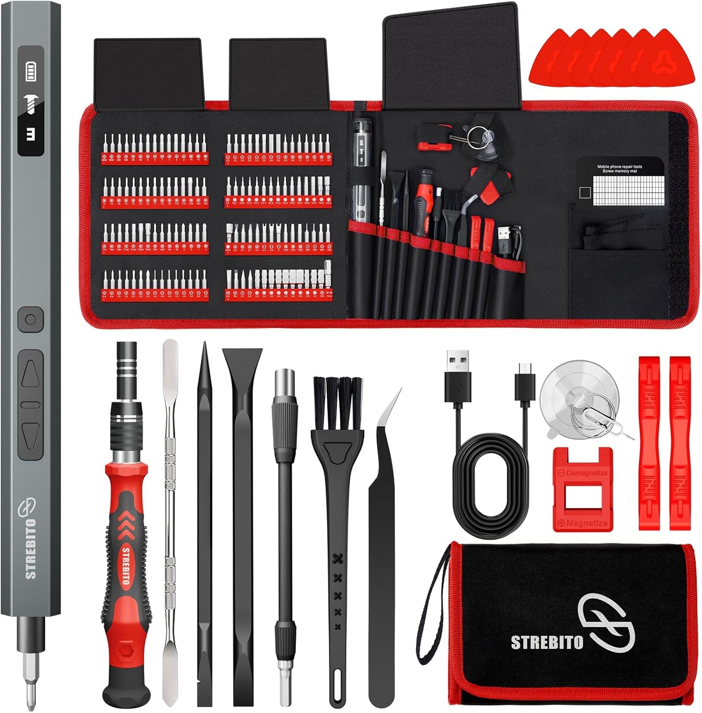 STREBITO 144-in-1 Electric Screwdriver Set - Precision Tool Kit with 120 Magnetic Bits for Electronics & PC Repair