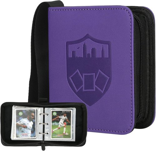 GERMUN Mini Card Binder - Premium 80-Pocket Trading Card Album with 40 Double-Sided Sleeves | Purple