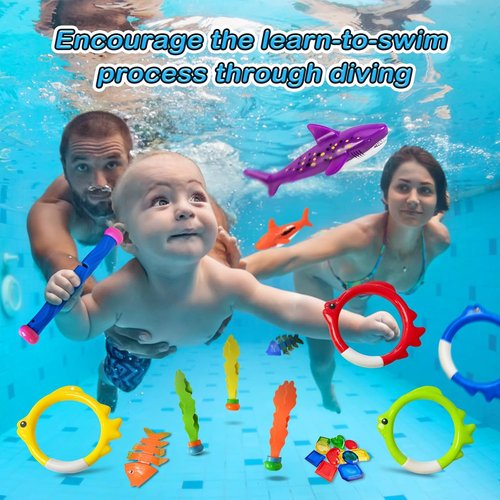 Jasonwell Pool Diving Toys - 31 PCS Fun Swimming Pool Games with Rings, Sticks & Treasures for All Ages