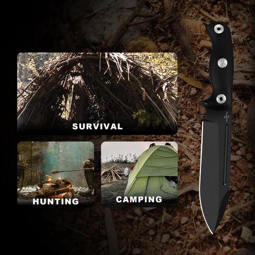 Kizer Drop Bear Fix 7 Fixed Blade Knife, 6.51" AEB-L Blade Hunting Knife with Green Micarta Handle & Hammer Pommel, Survival Knives with Sheath, Bushcraft Knives with Rotatable Clip, 1103A1