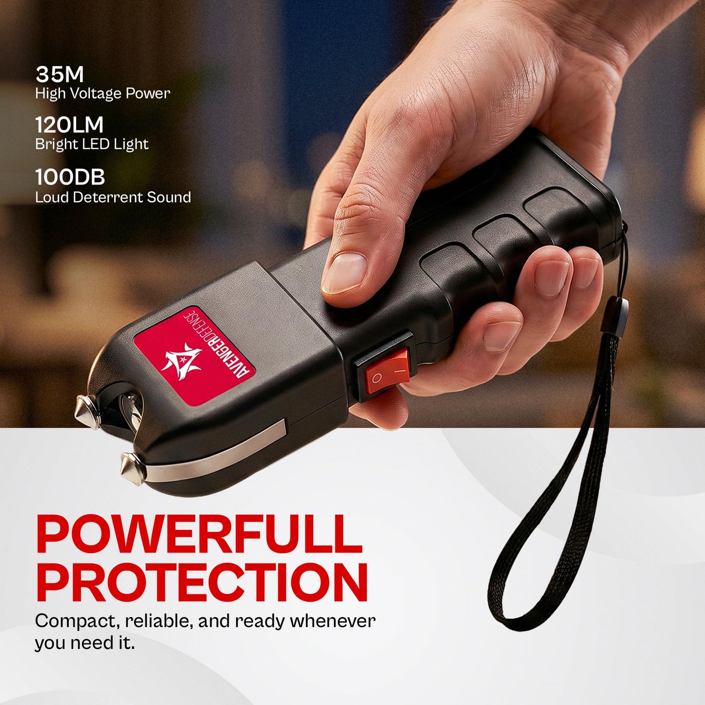 Avenger Defense LED Flashlight Stun Gun for Self Defense- Rechargeable Self-Defense Tool, Strong Electric Charge Effect Stun Gun Flashlight, Compact Design