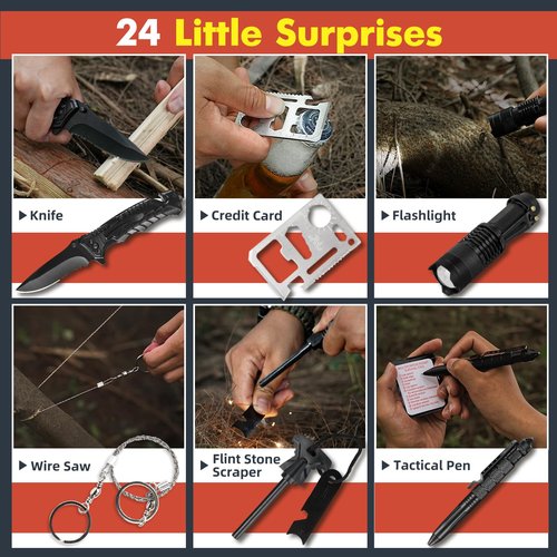 VEITORLD Gifts for Him Men Husband Dad Valentines Day - Survival Gear and Equipment 12 in 1, Survival Kits - Cool Fishing Hunting Camping Anniversary Birthday Gift for Man Teen Boy Boyfriend Women