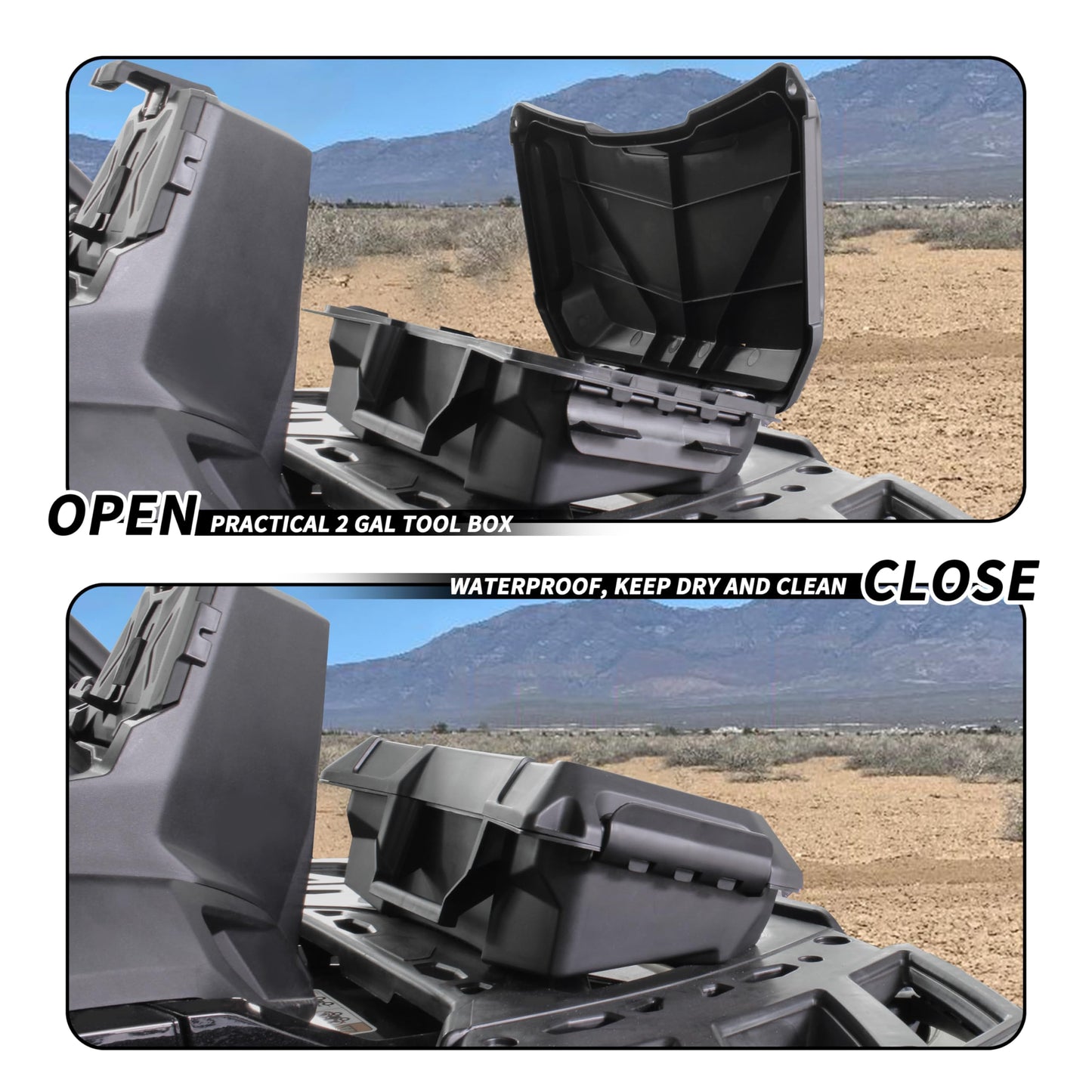 SAUTVS Storage Cargo Box for Can Am Outlander, 2 GAL Front Rear Bin Back Seat Rack Box for Can-Am Outlander L MAX 6X6 Accessories (Replace# 708200408), Quick Installation