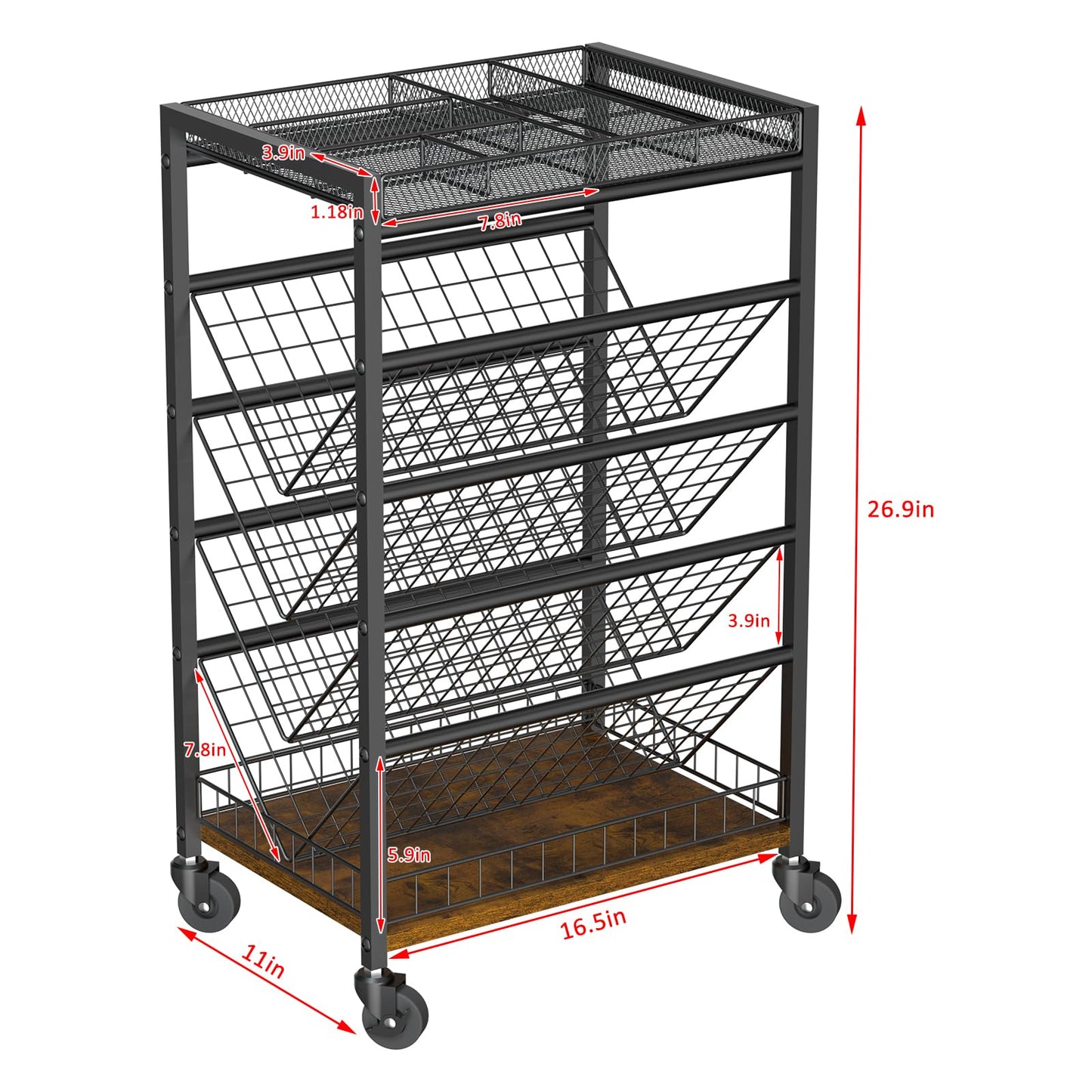 8-Tier Book Cart with Wheels for Kids, Rolling Utility Cart with Lockable Casters Rolling Book Storage Rack for Study Office Living Room Classroom