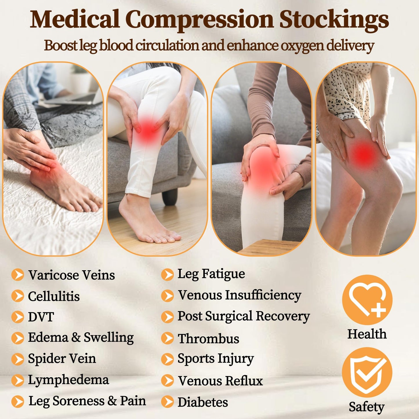 Myshear Medical Compression Stockings for Women & Men, 20-30 mmHg Footless Thigh High Compression Socks, Long Graduated Compression Sleeves, Full Leg Pressure Support Hoses for Varicose Veins, Edema