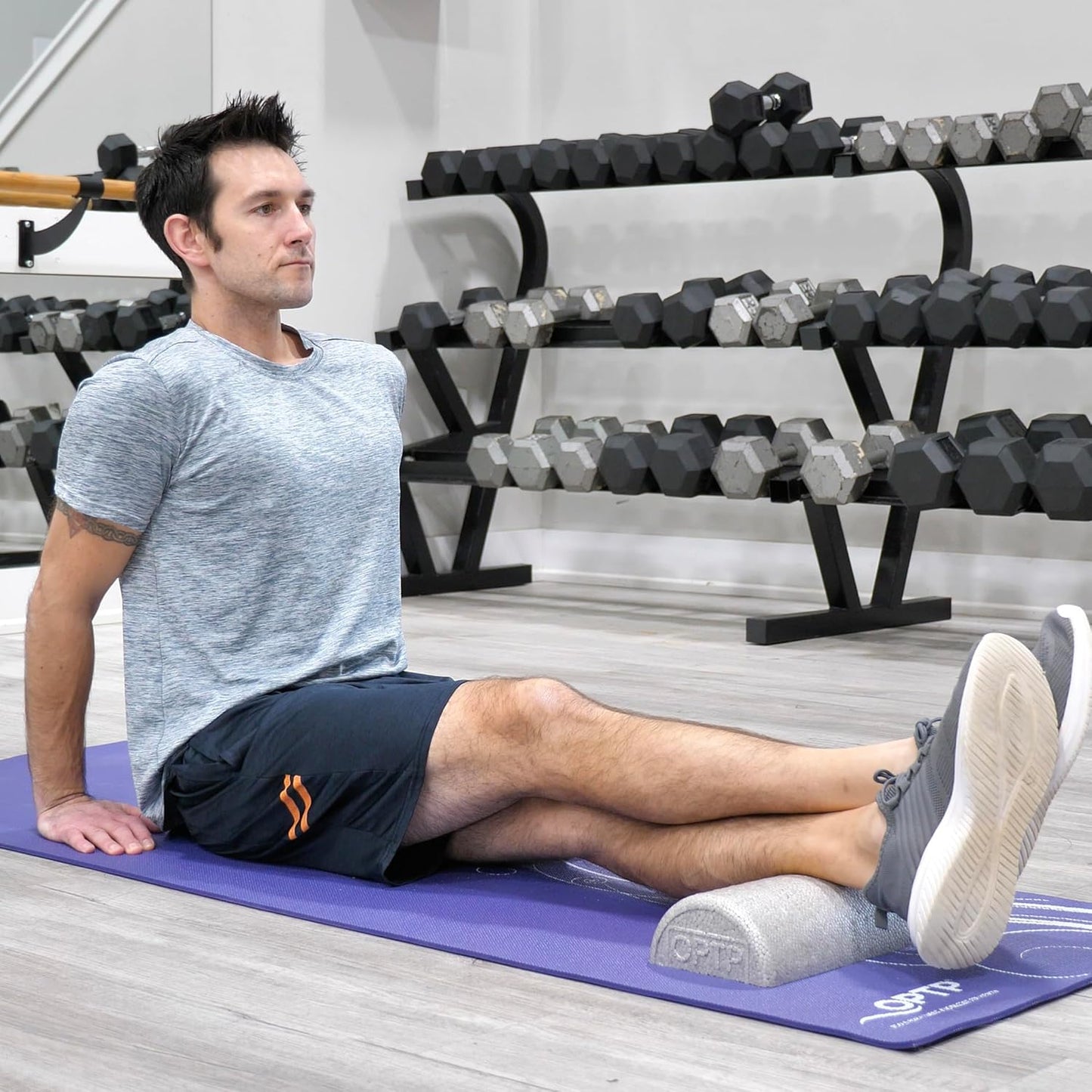 OPTP Silver AXIS Foam Roller - Moderate Density for Myofascial Release | 12" x 3" Half-Round for Therapy & Yoga